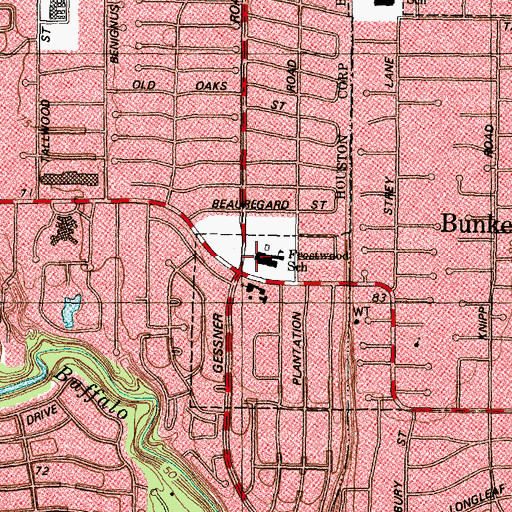 Topographic Map of Frostwood Elementary School, TX