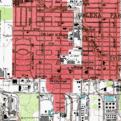Topographic Map of Galena Park Elementary School, TX