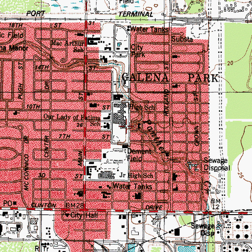 Topographic Map of Galena Park High School, TX