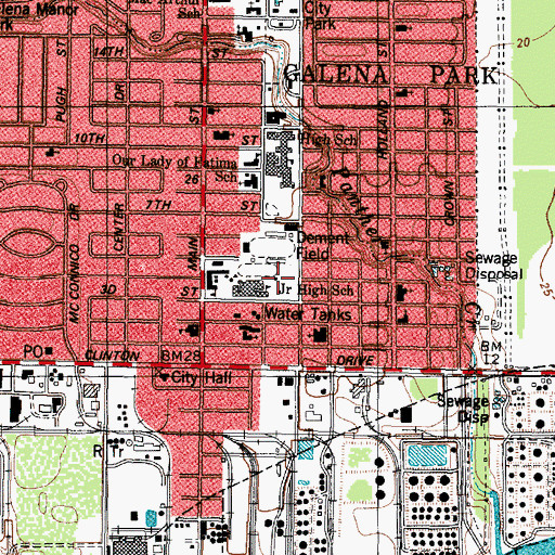 Topographic Map of Galena Park Middle School, TX