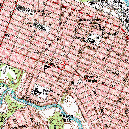 Topographic Map of Gallegos Elementary School, TX