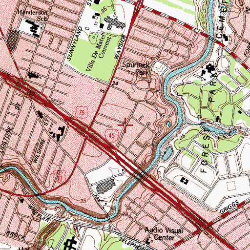 Topographic Map of George I Sanchez High School, TX