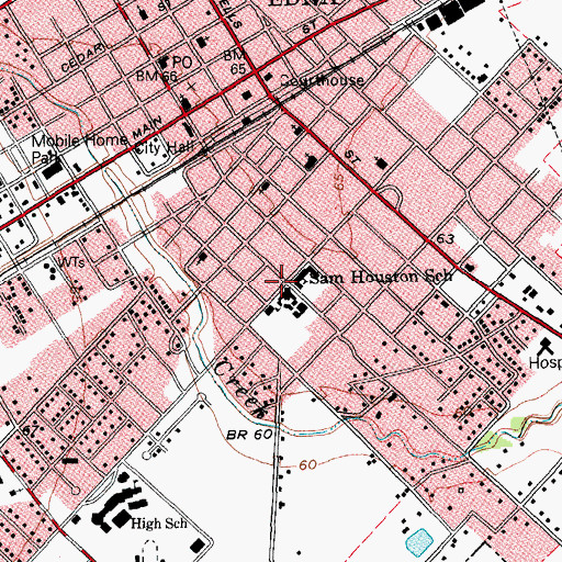 Topographic Map of Edna Junior High School, TX