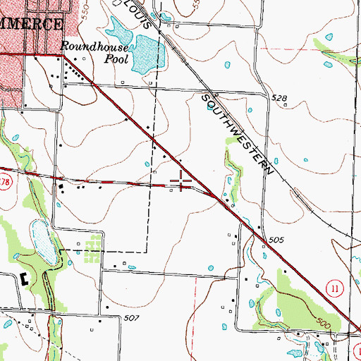 Topographic Map of Commerce High School, TX