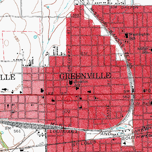 Topographic Map of Houston Elementary School, TX