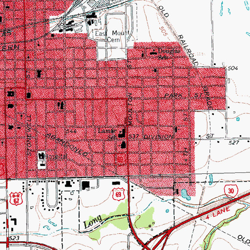 Topographic Map of Lamar Elementary School, TX