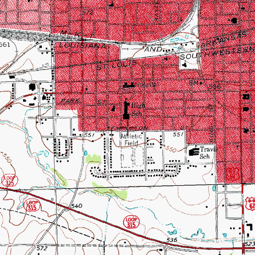 Topographic Map of New Horizons Alternative School, TX
