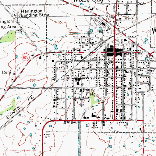 Topographic Map of Wolfe City Elementary School, TX