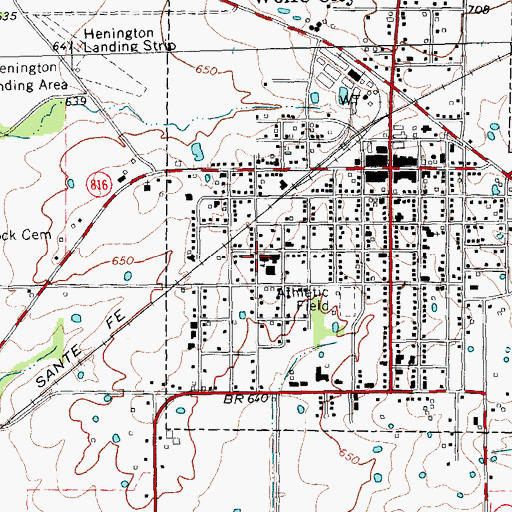 Topographic Map of Wolfe City Middle School, TX
