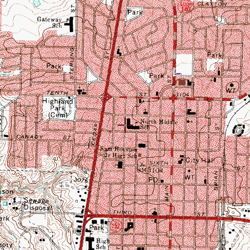 Topographic Map of Paul Belton Elementary School, TX