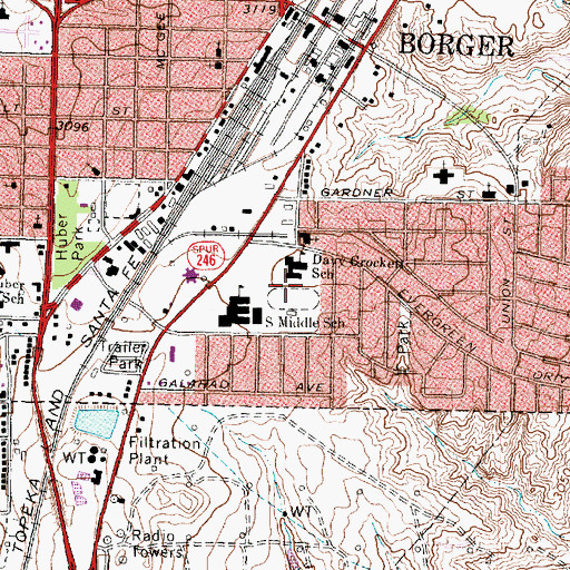 Topographic Map of Crockett Elementary School, TX