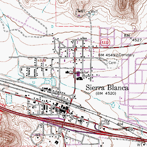 Topographic Map of Sierra Blanca School, TX