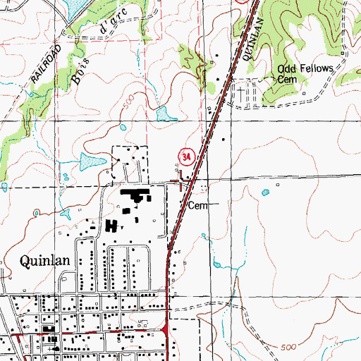 Topographic Map of C B Thompson Middle School, TX