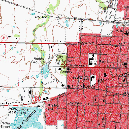 Topographic Map of Sulphur Springs High School, TX