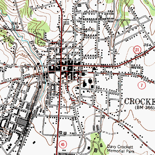Topographic Map of Crockett Intermediate School, TX