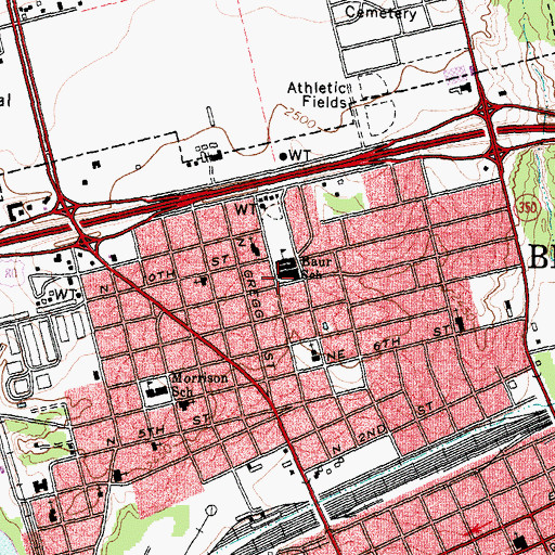Topographic Map of Bauer Elementary School, TX