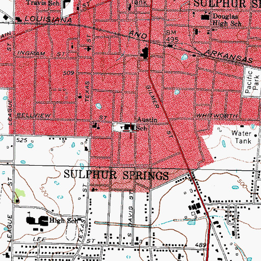 Topographic Map of Austin Elementary School, TX