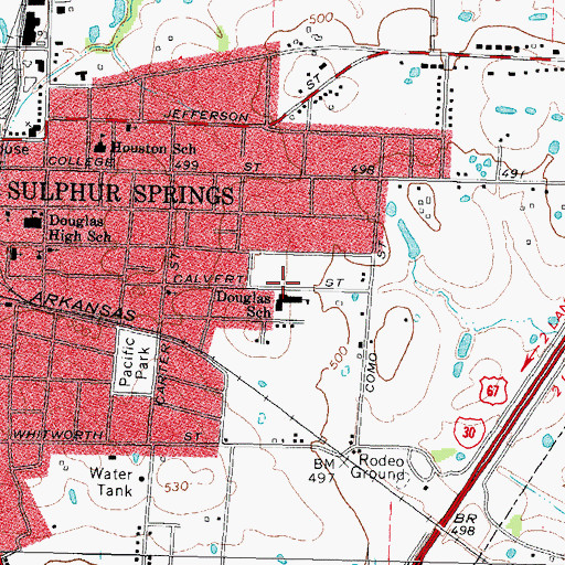 Topographic Map of Douglas Intermediate School, TX
