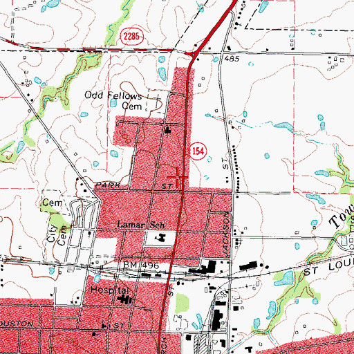 Topographic Map of Lamar Elementary School, TX