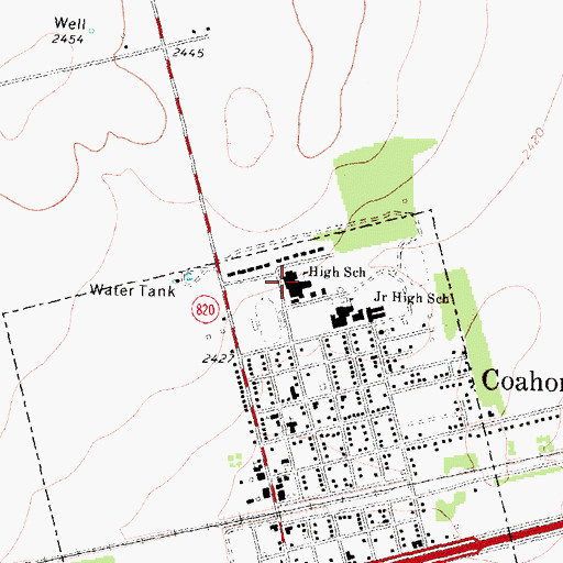 Topographic Map of Coahoma High School, TX