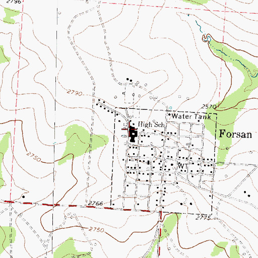 Topographic Map of Forsan Junior and Senior High School, TX