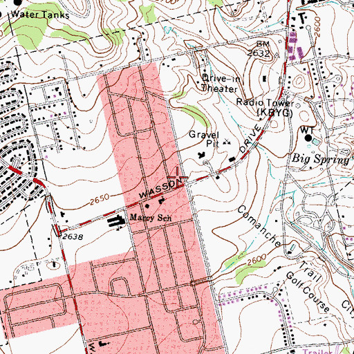 Topographic Map of Marcy Elementary School, TX