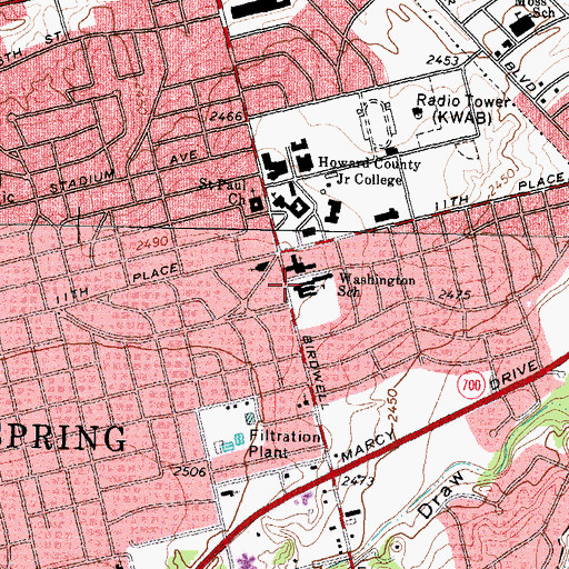 Topographic Map of Washington Elementary School, TX