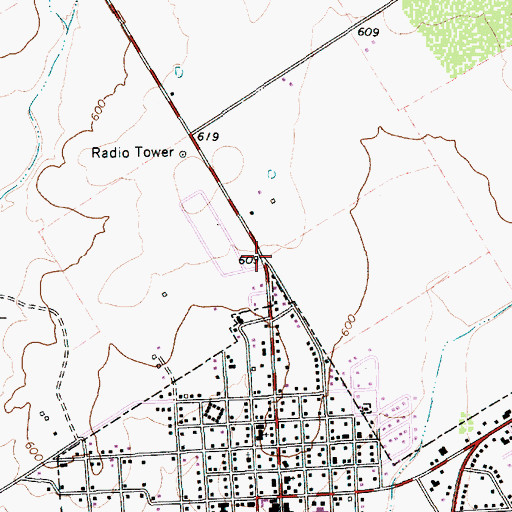Topographic Map of Whitney High School, TX