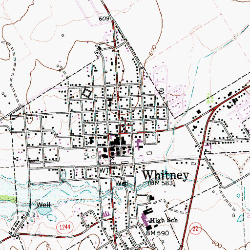 Topographic Map of Whitney Junior High School, TX