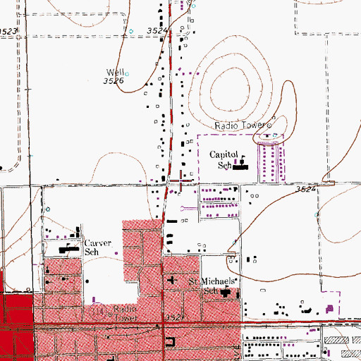 Topographic Map of Capitol Elementary School, TX