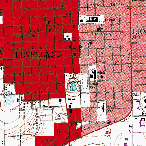 Topographic Map of Homebound School - Levelland, TX