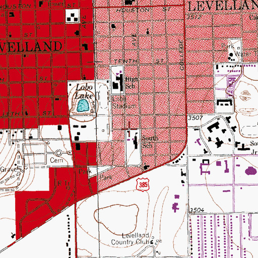 Topographic Map of South Elementary School, TX