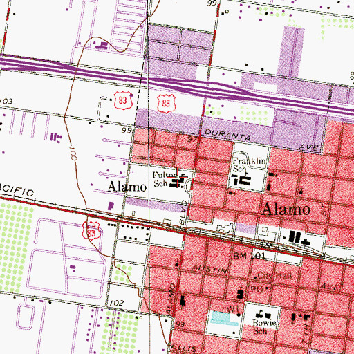 Topographic Map of Zeferino Farias Elementary School, TX