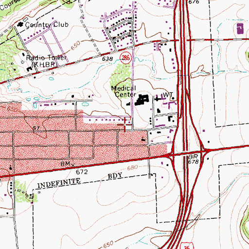 Topographic Map of Hillsboro Elementary School, TX