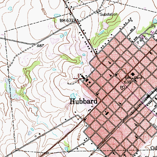 Topographic Map of Hubbard Elementary School, TX