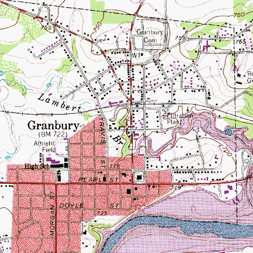 Topographic Map of Granbury Behavior Transition Center, TX