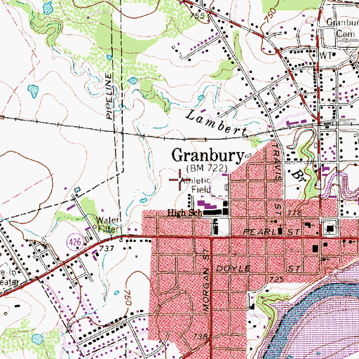 Topographic Map of Granbury Middle School, TX