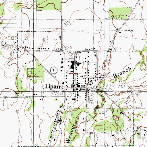 Topographic Map of Lipan Elementary School, TX