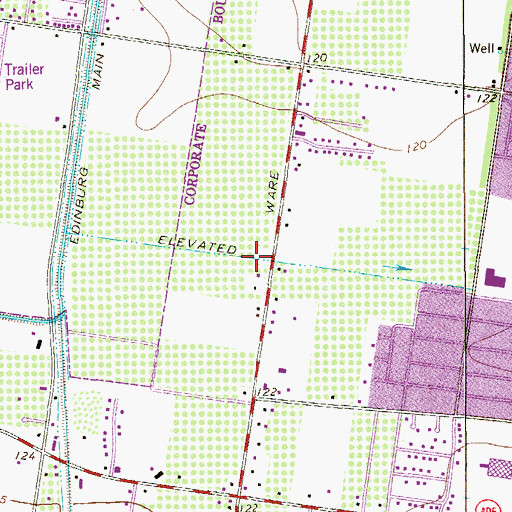 Topographic Map of Rowe High School, TX