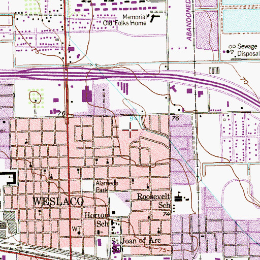 Topographic Map of Sam Houston Intermediate School, TX