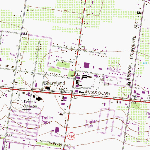 Topographic Map of Sharyland B L Gray Junior High School, TX