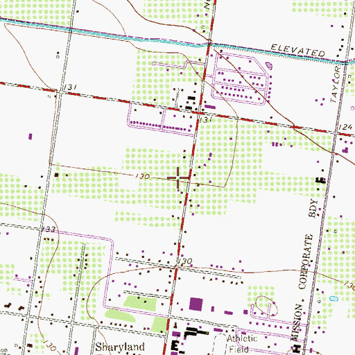 Topographic Map of Sharyland High School, TX