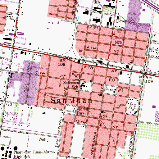 Topographic Map of Sorensen Elementary School, TX