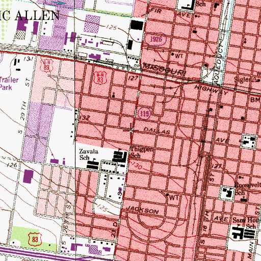 Topographic Map of Thigpen Elementary School, TX