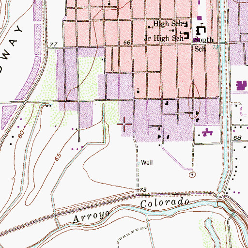 Topographic Map of Travis Elementary School - Mercedes, TX