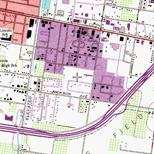 Topographic Map of Travis Middle School, TX
