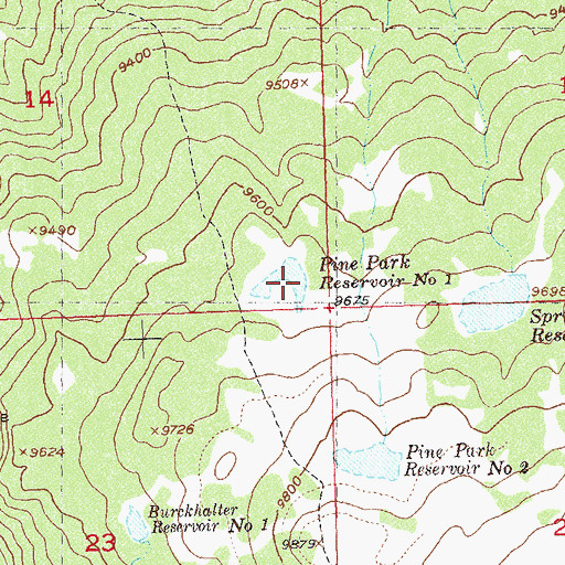 Topographic Map of Pine Park 1 Dam, CO