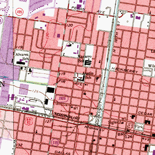 Topographic Map of Options In Education High School, TX