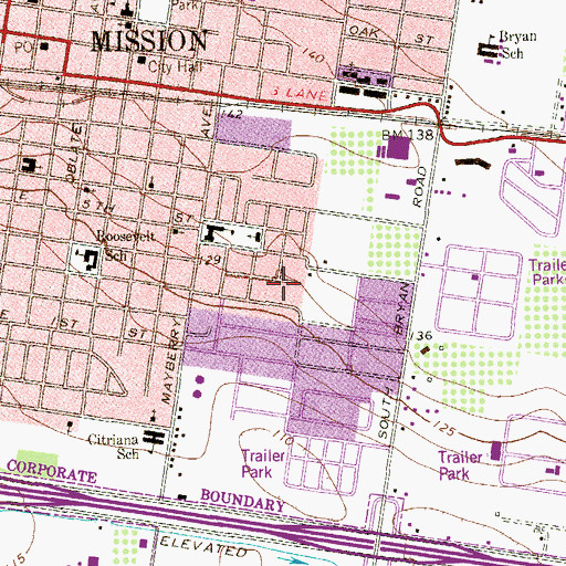 Topographic Map of Pearson Elementary School, TX