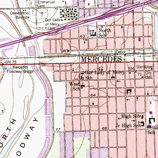 Topographic Map of West Elementary School, TX